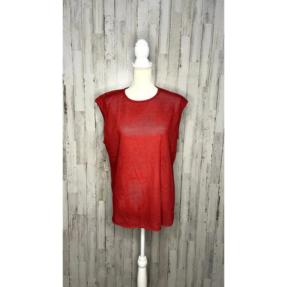 Wright's Women's Size XL Lightweight Red Mesh Net Sleeveless Tank Top - Picture 2 of 6